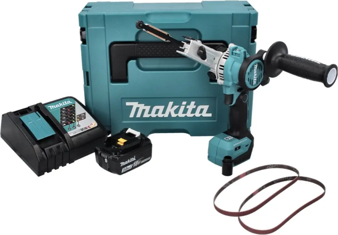 Makita DBS 180 RF1J Accu-bandvijl 18V 9x533mm Borstelloos - Bundel