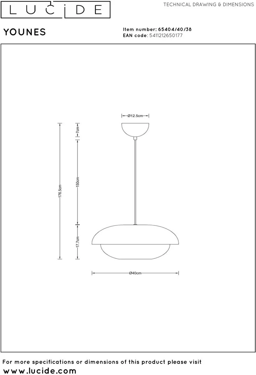 Lucide Younes Hanglamp Ø40cm - Beige