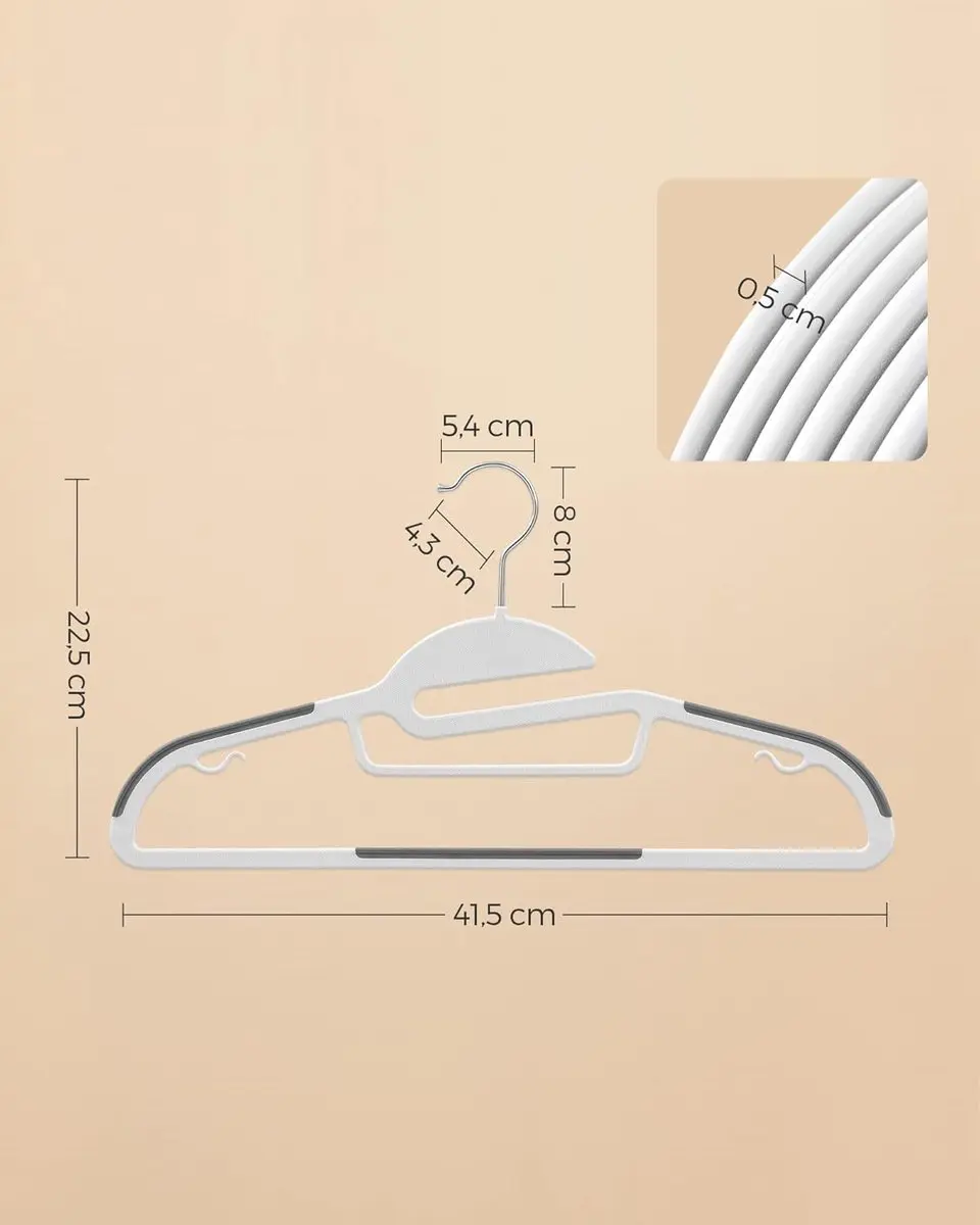 Songmics Plastic Kleerhanger 50 Stuks - Wit/Donkergrijs