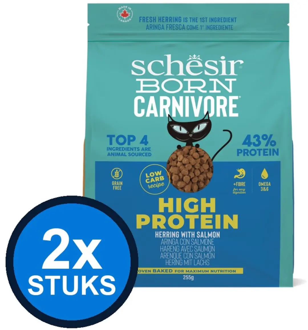 Schesir Born Carnivore Haring & Zalm Kattenvoer Droogvoer 24 Stuks