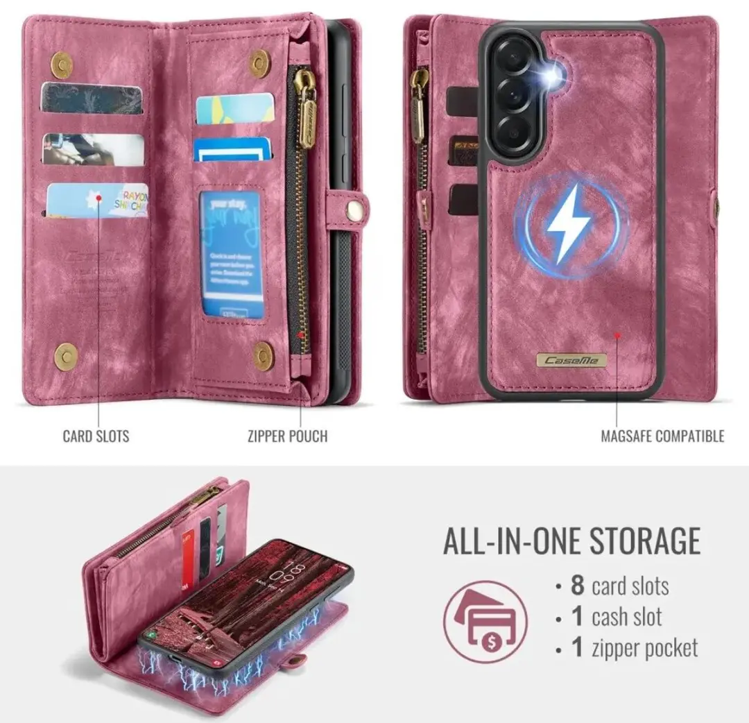 Caseme 008 Book Case Back Cover Samsung Galaxy A57 - Rood