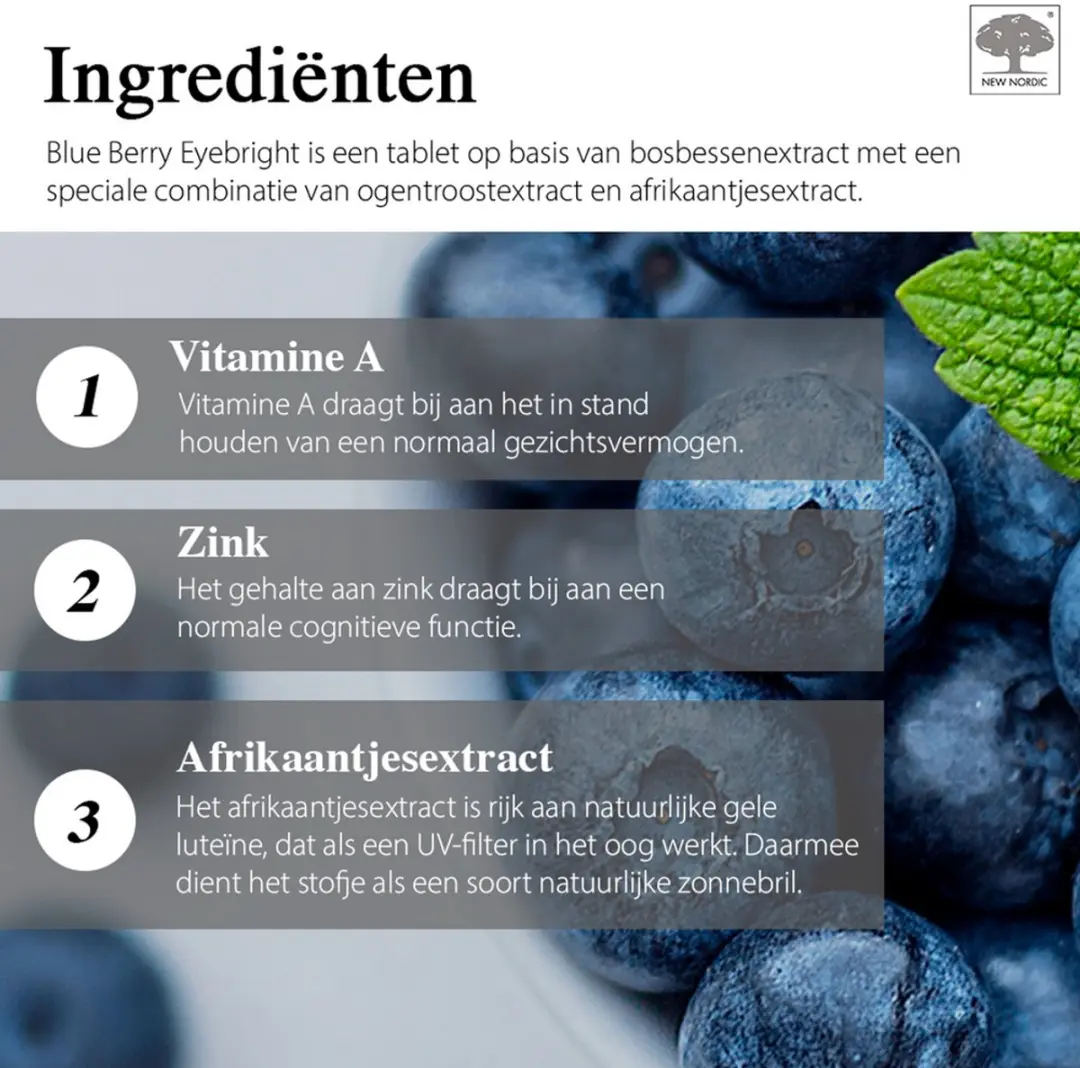 New Nordic Blue Berry Eyebright Voedingssupplement 120 Tabletten