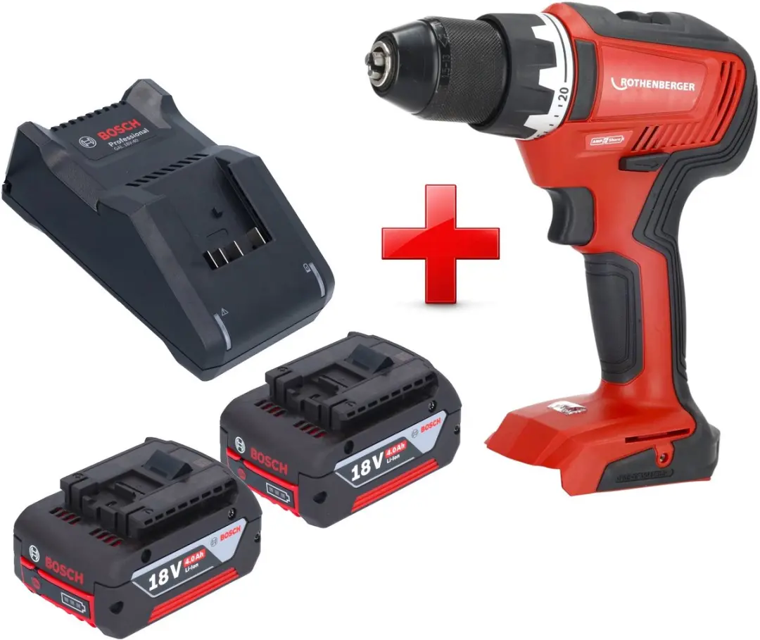 Rothenberger RO DD55 accuboormachine 18 V 55 Nm Brushless AMPShare + 2x accu 4,0
