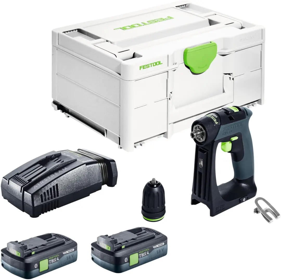Festool CXS 18-Basic accuboormachine 18 V 40 Nm borstelloos + 2x accu 4,0 Ah + s