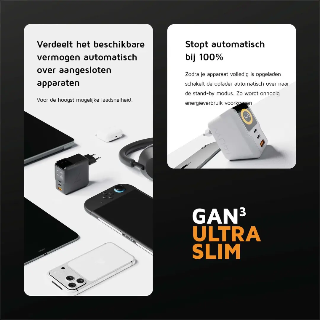 Xtorm XECNG1401 USB-C Oplader 140W - 3x USB - Zwart
