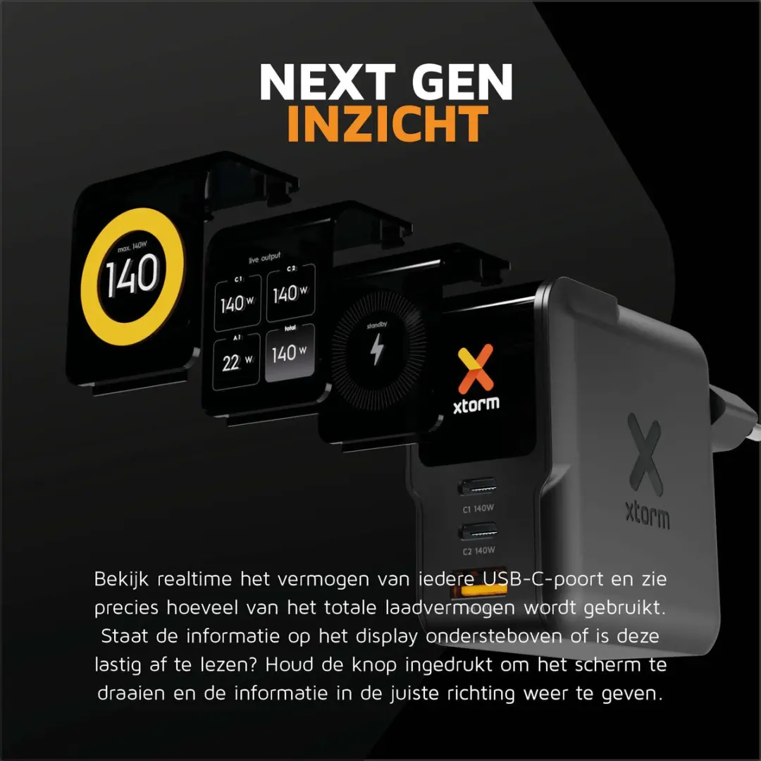 Xtorm XECNG1401 USB-C Oplader 140W - 3x USB - Zwart