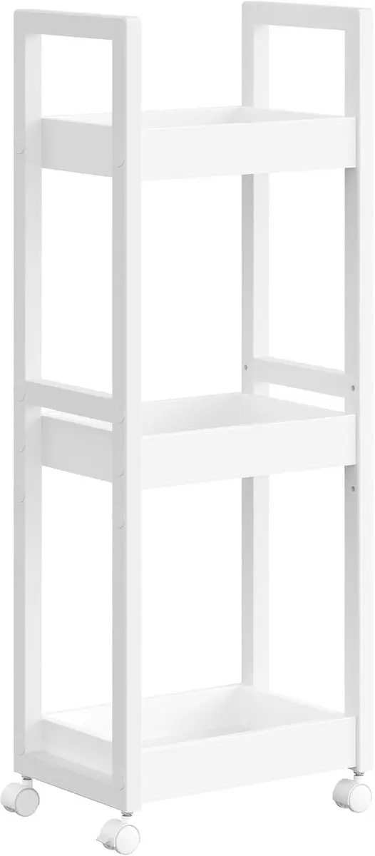 Songmics Bamboe Badkamerplank Trolley 3-niveaus 20x30x80cm Wit