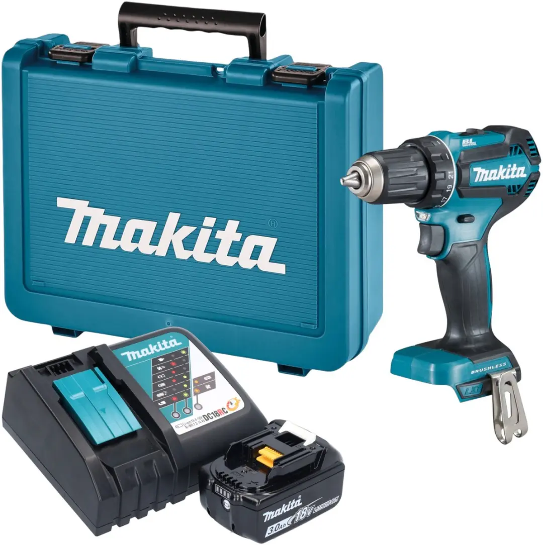 Makita DDF 485 RF1E accuboormachine 18 V 50 Nm borstelloos + 1x accu 3,0 Ah + op