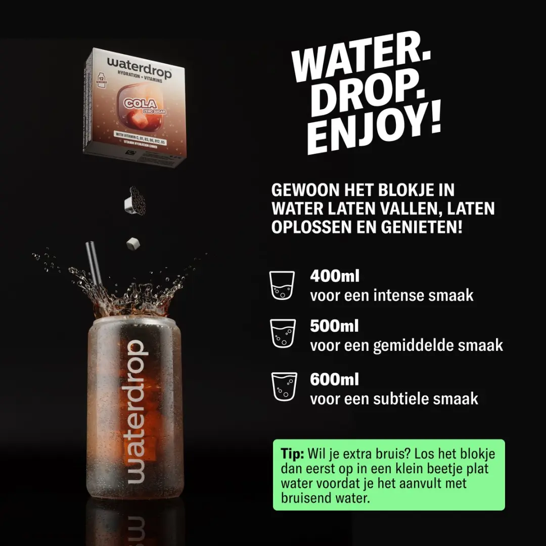 Waterdrop Microdrink Cola Bruisblokjes - 36 Stuks 72g