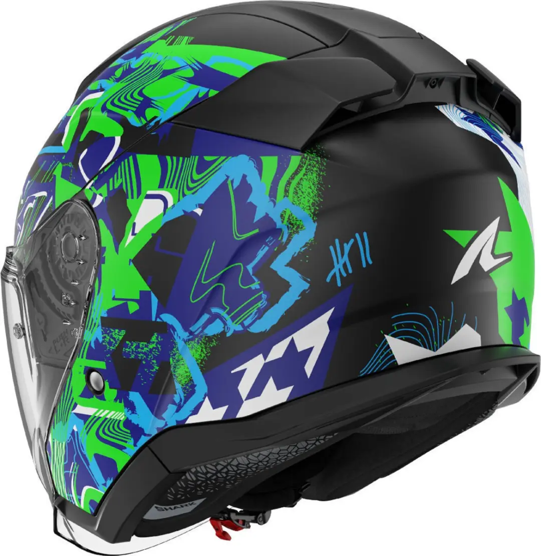 Shark Skwal Jet Pranz Helm - L - Zwart/Blauw/Groen
