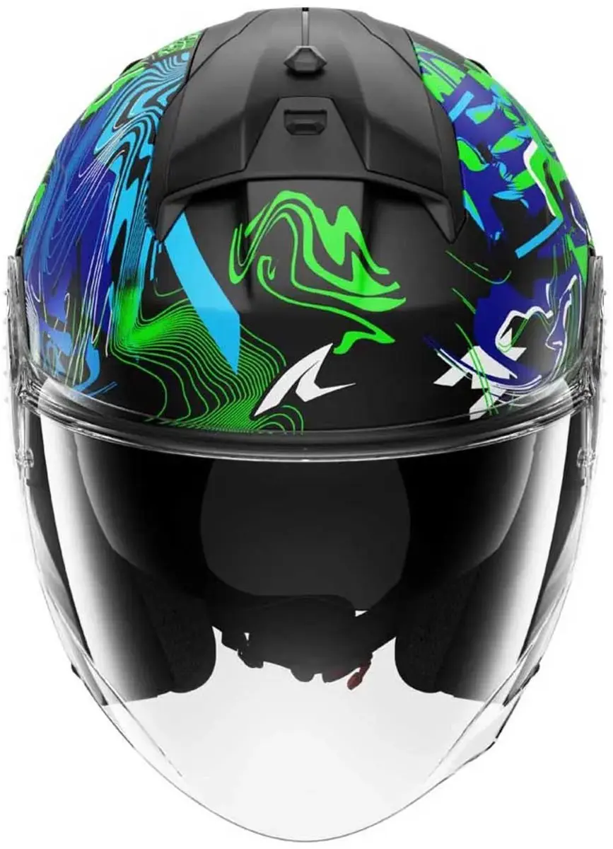 Shark Skwal Jet Pranz Helm - L - Zwart/Blauw/Groen