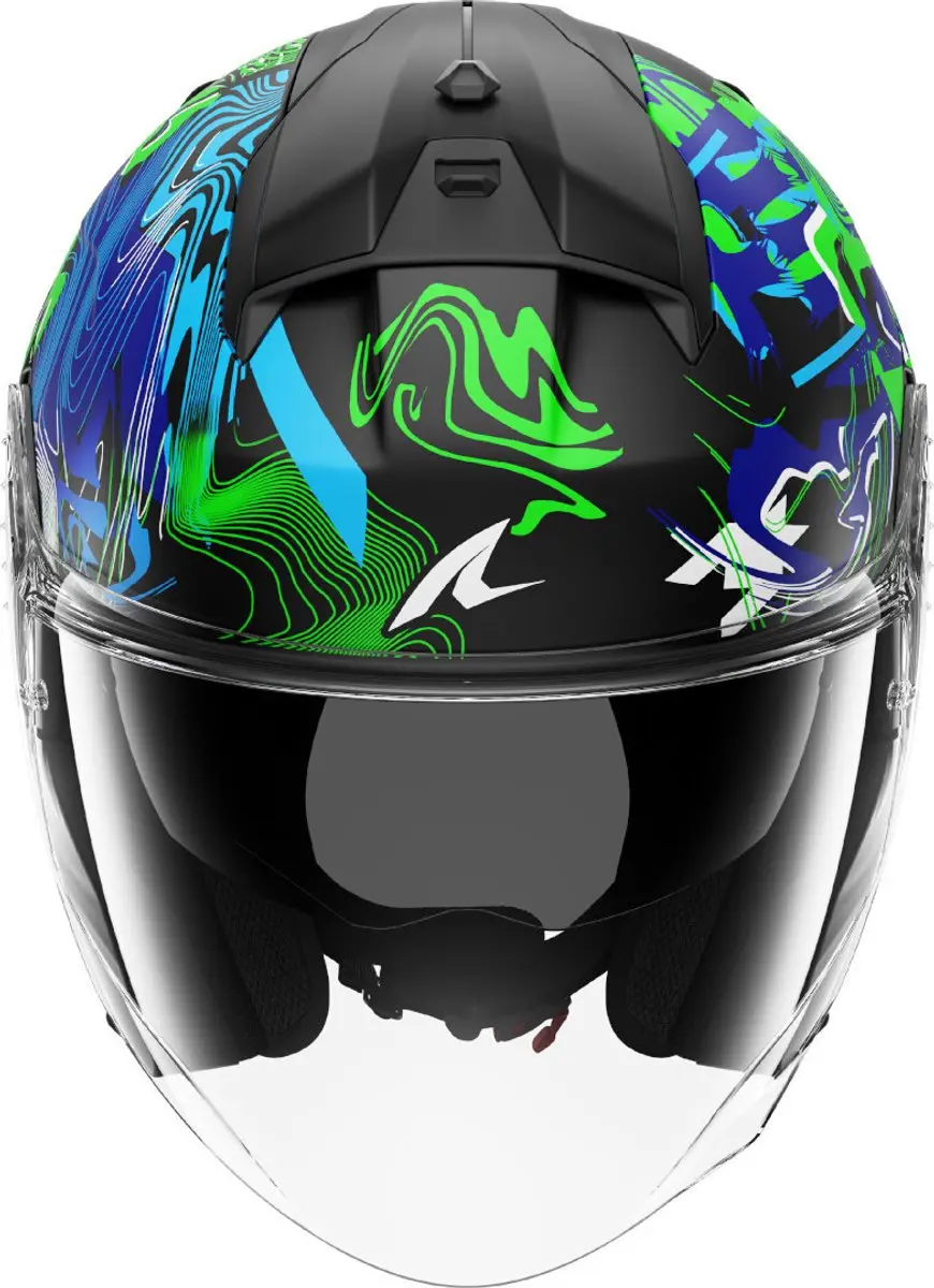 Shark Skwal Jet Pranz Helm - L - Zwart/Blauw/Groen