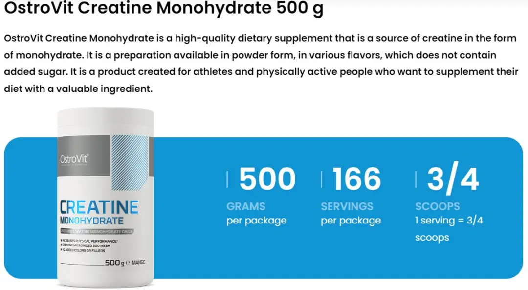 OstroVit Creatine Monohydraat Mango 500g