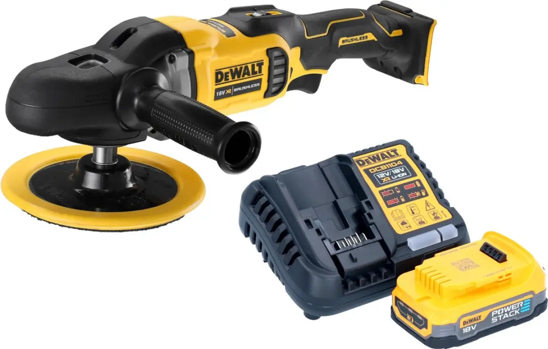DeWalt DCM 849 E1 accu-excentrische polijstmachine 18 V 180 mm borstelloos + 1x