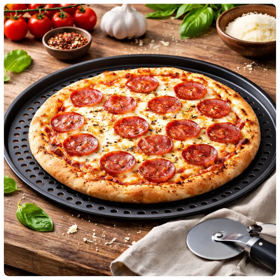 Alpina Pizzaplaat 34cm - Antiaanbaklaag - Zwart