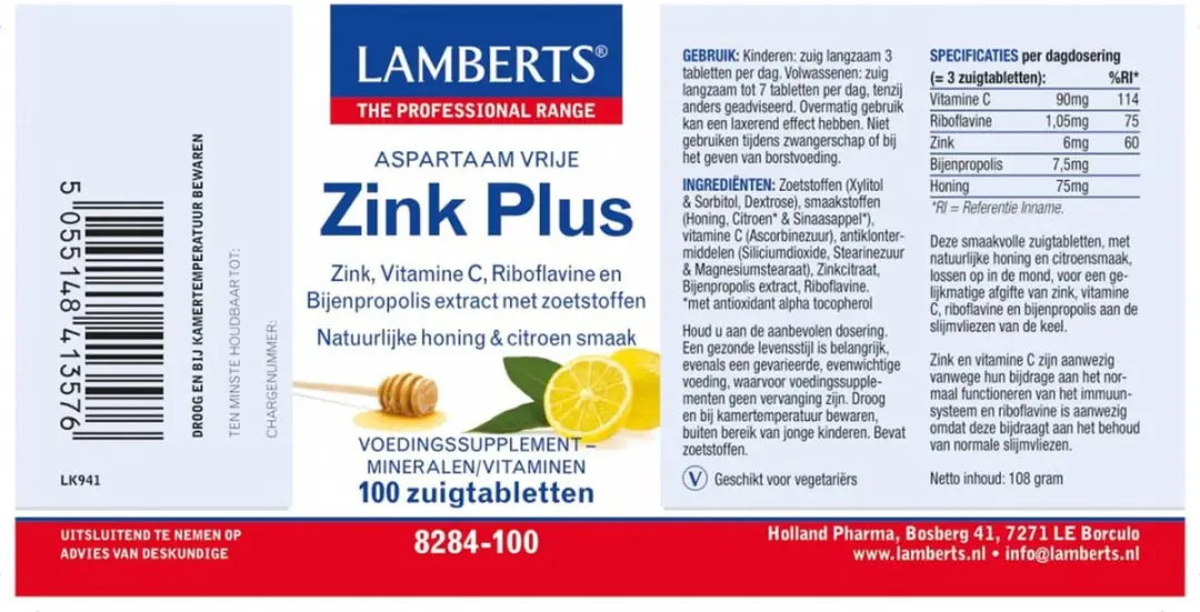 Lamberts Zink Plus 100 Zuigtabletten