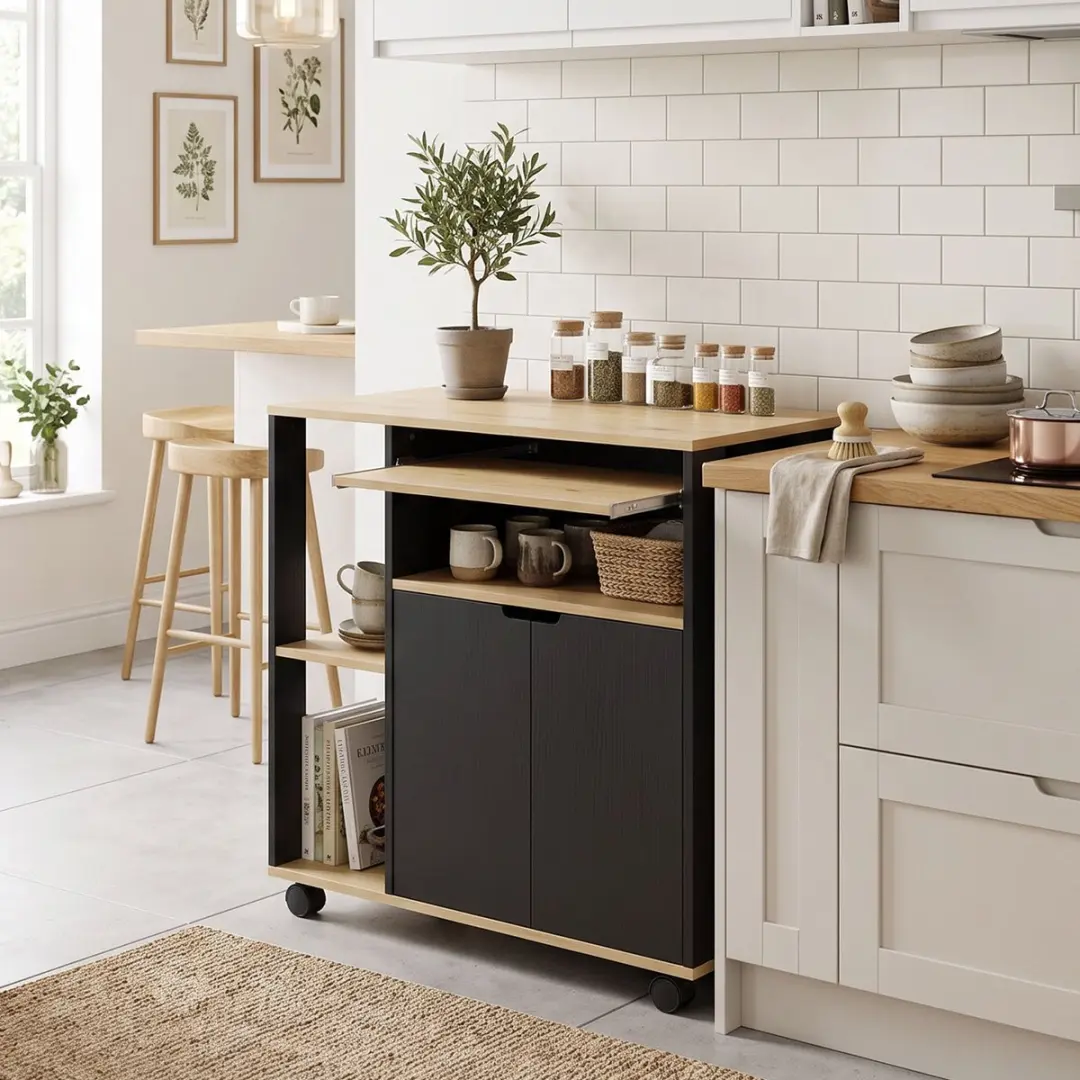 Homcom Keukentrolley 80x40x82cm - Zwart