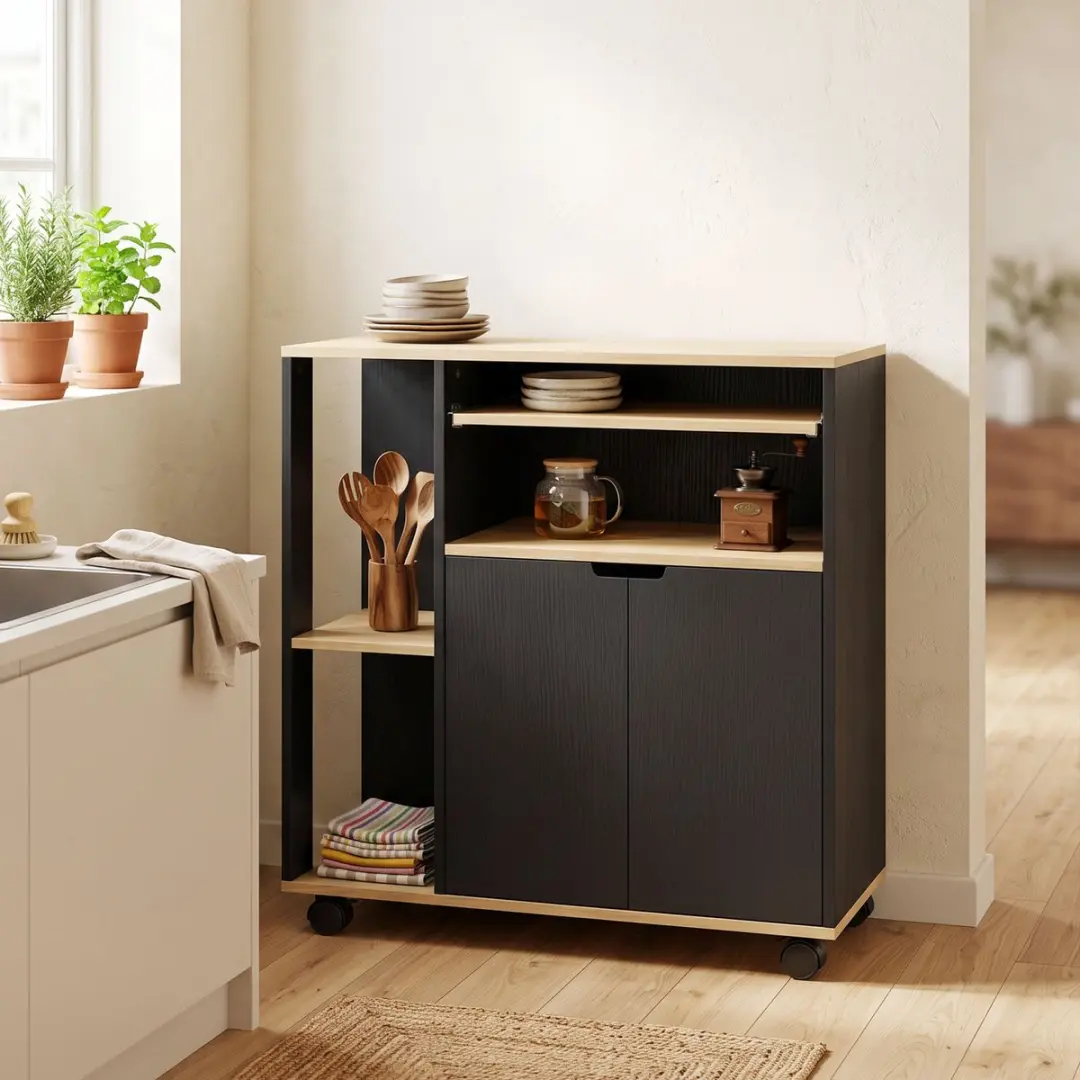 Homcom Keukentrolley 80x40x82cm - Zwart