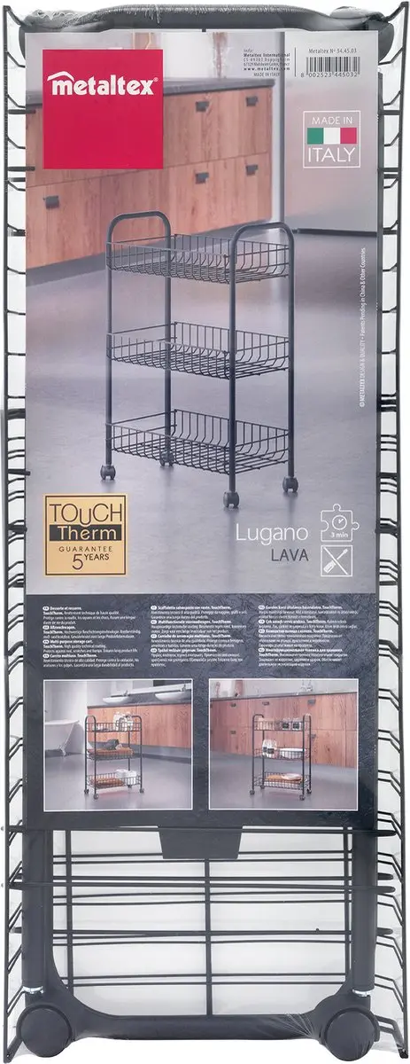 Metaltex Lugano Keukentrolley 344503162 - 3 Manden - Zwart