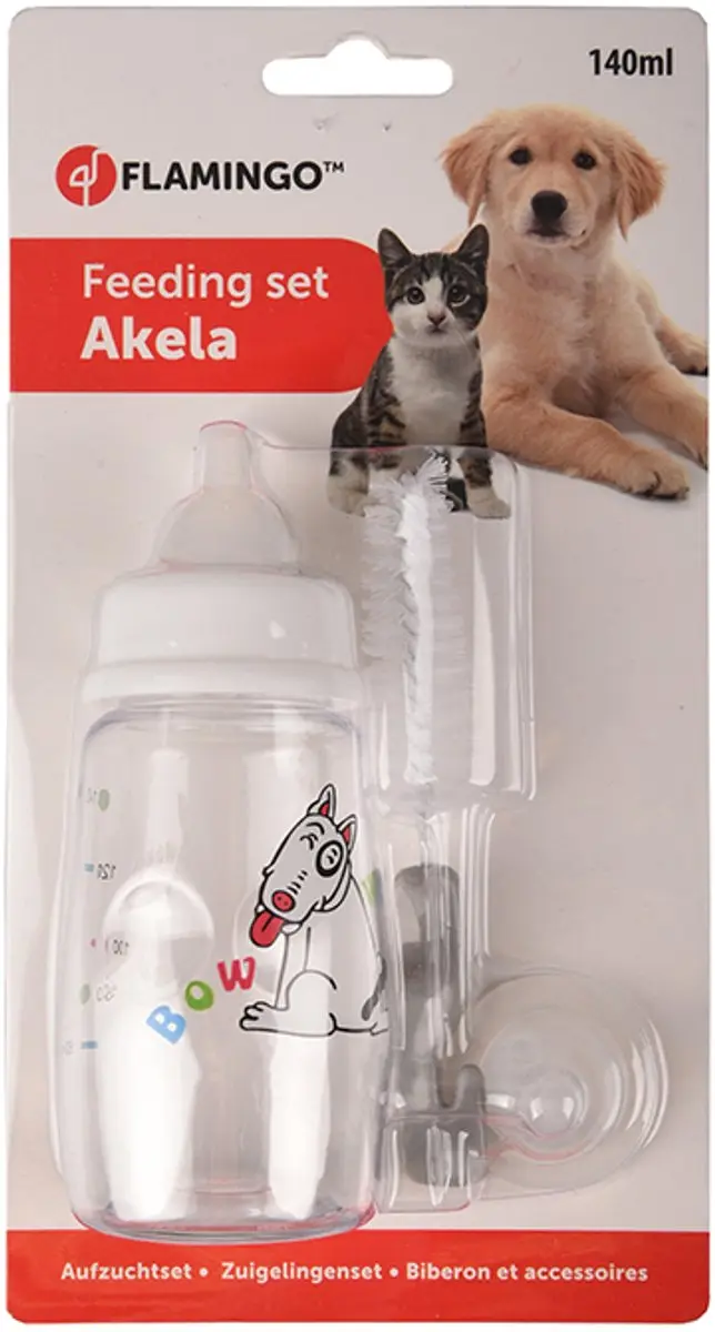 Flamingo Puppy Zuigelingenset - Fles met 2 Spenen & Borstel