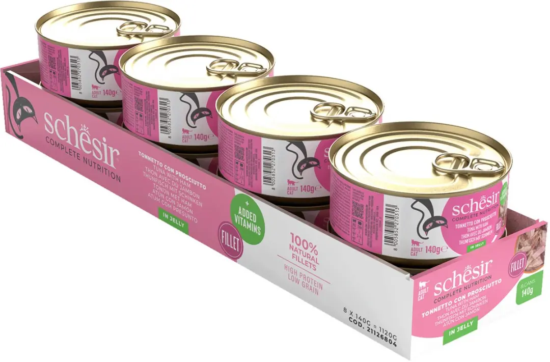 Schesir Kat Blik Gelei Tonijn & Ham 140g
