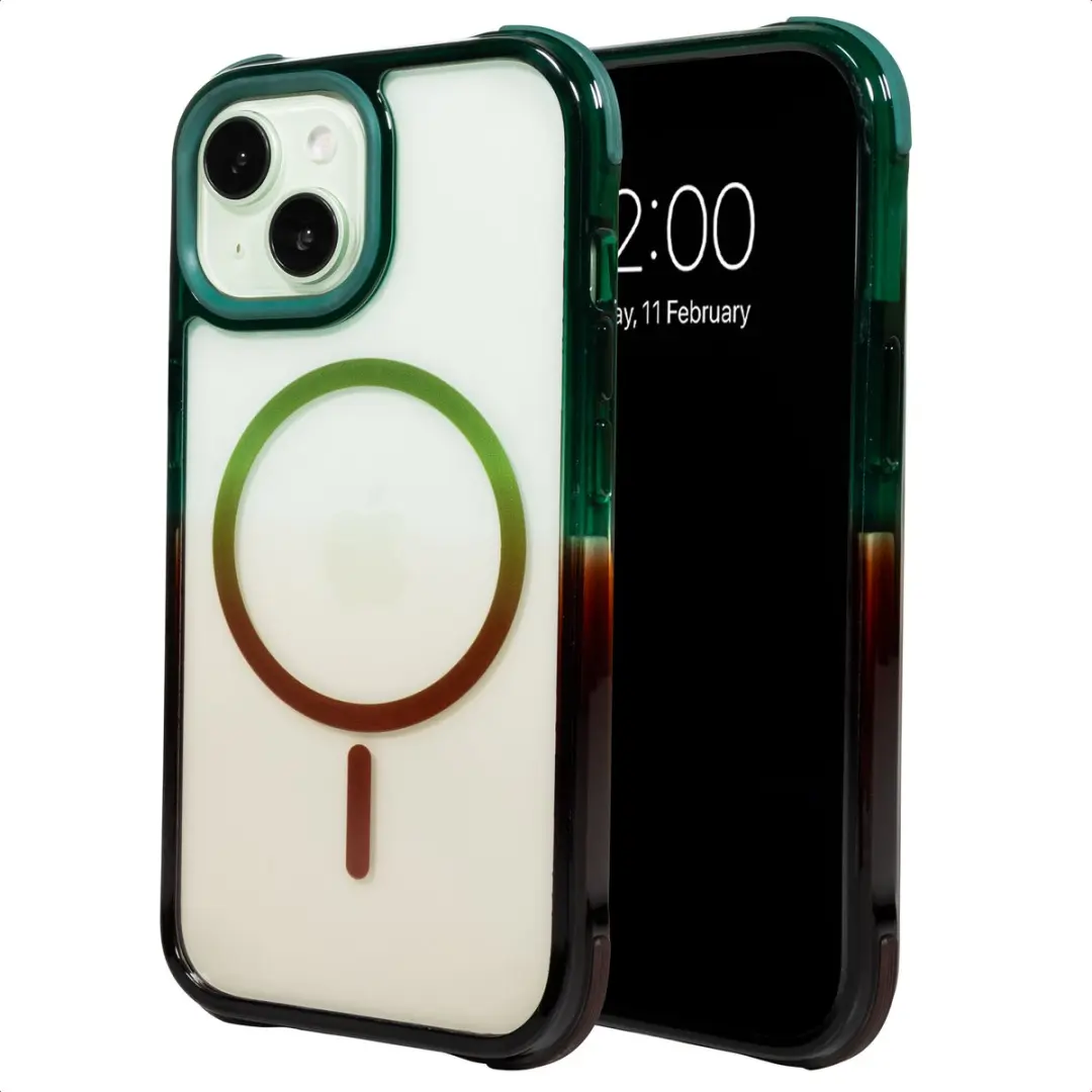 Selencia Hoesje iPhone 15 Gradient Groen/Bruin