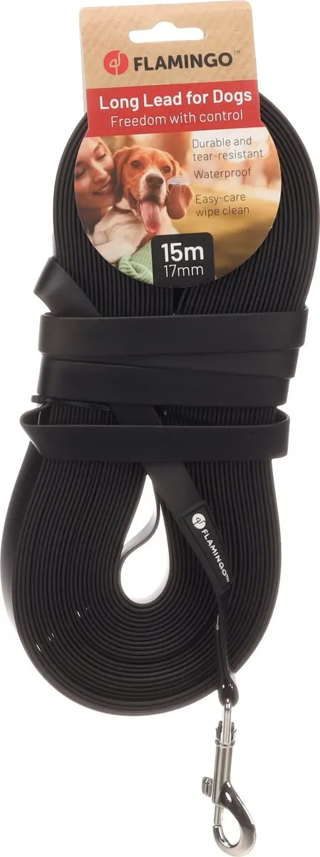 Flamingo Caspar Trainingslijn 15m - 17mm Zwart