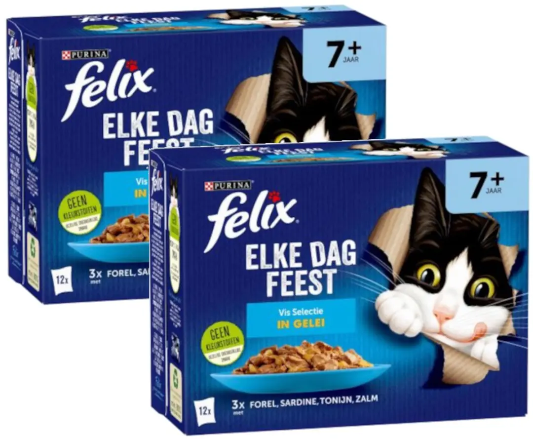 Felix Elke Dag Feest Senior 7+ Vis Selectie Gelei Katten Natvoer