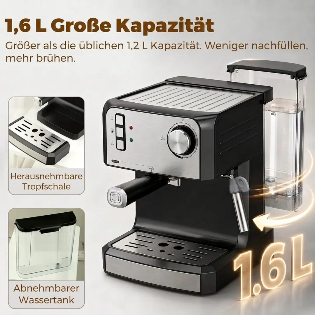 Homcom Halfautomatische Espressomachine 20 bar 850W - Zwart