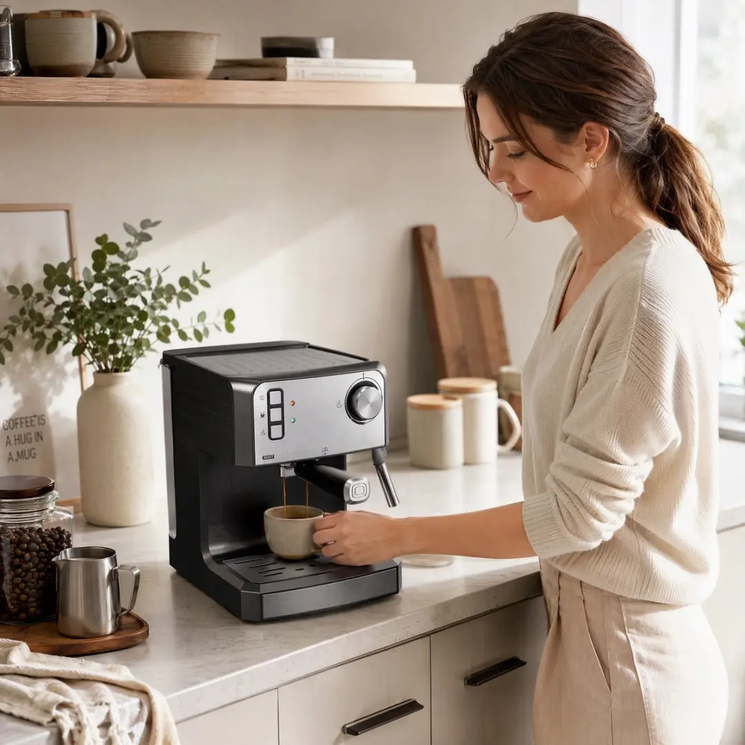 Homcom Halfautomatische Espressomachine 20 bar 850W - Zwart