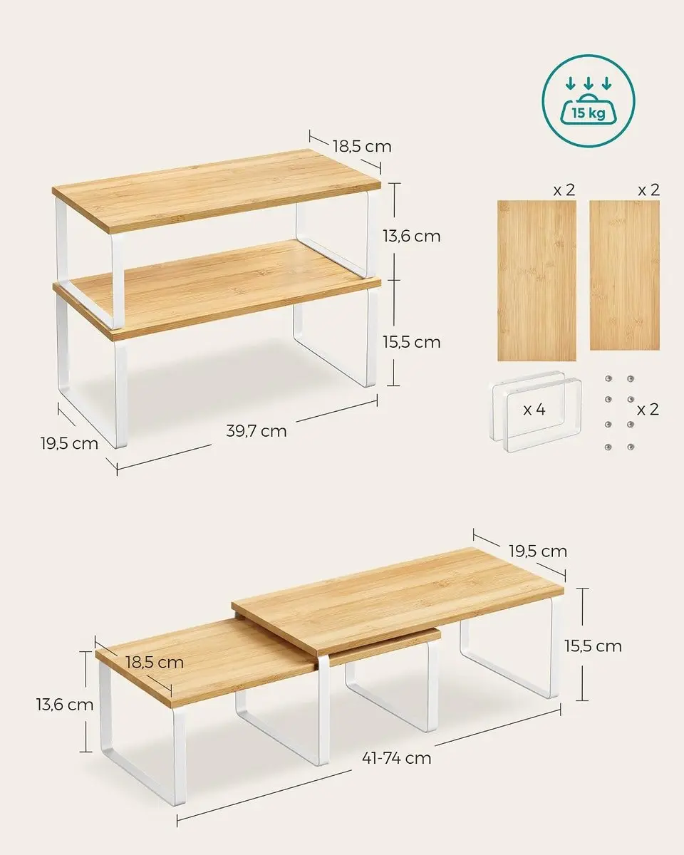 Songmics Bystro Stapelbare Kruidenhouder 4-delig - Bewolkt Wit
