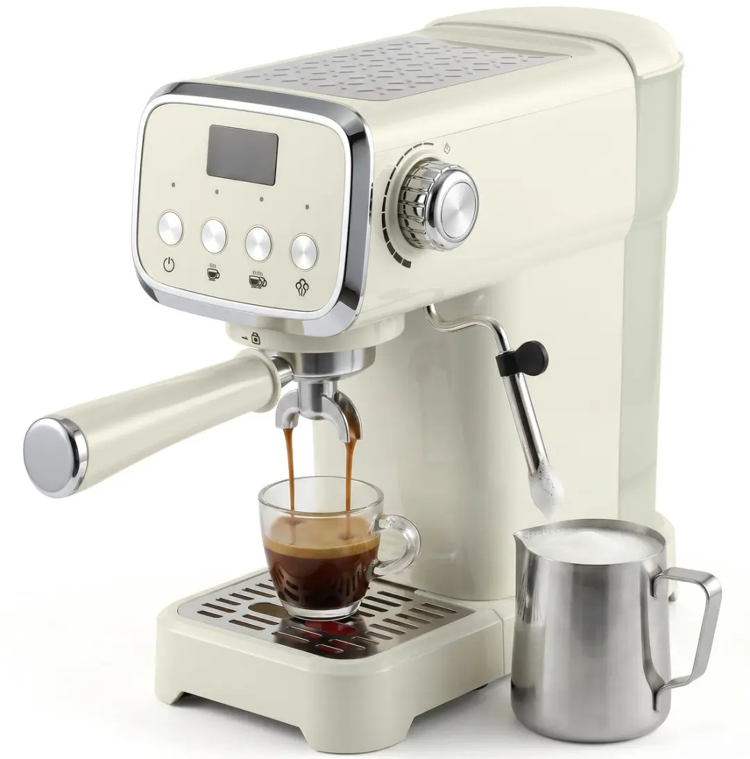 ECTEATOY Piston Espressomachine 20 Bar 1350W - 1.2L - Crème