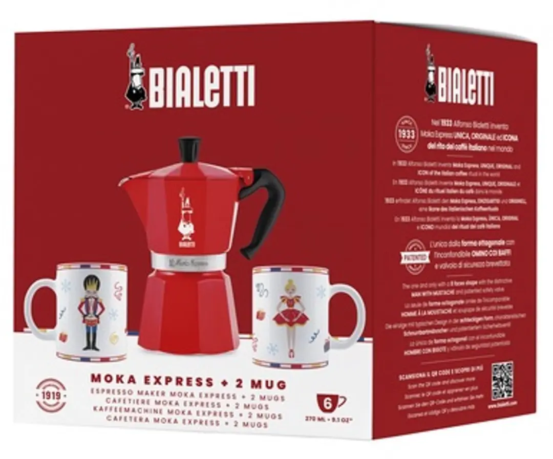 Bialetti Nutcracker Moka Express 6tz Percolator - Rood/Wit
