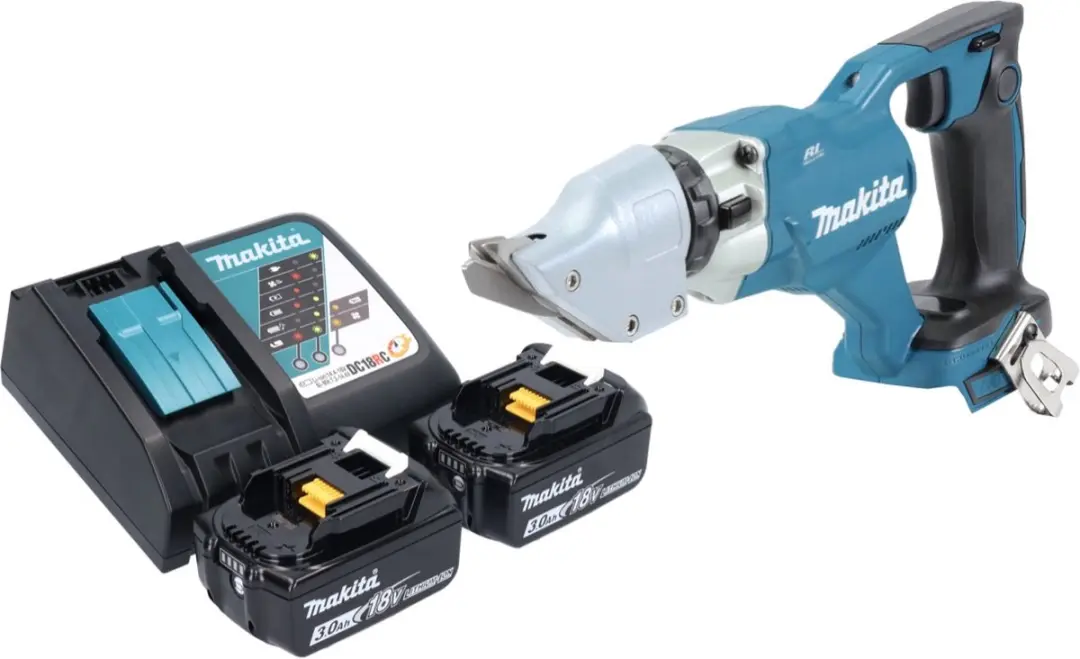 Makita DJS 200 RF Blikschaar 18V - 2.0mm - 2x 3.0Ah + Lader
