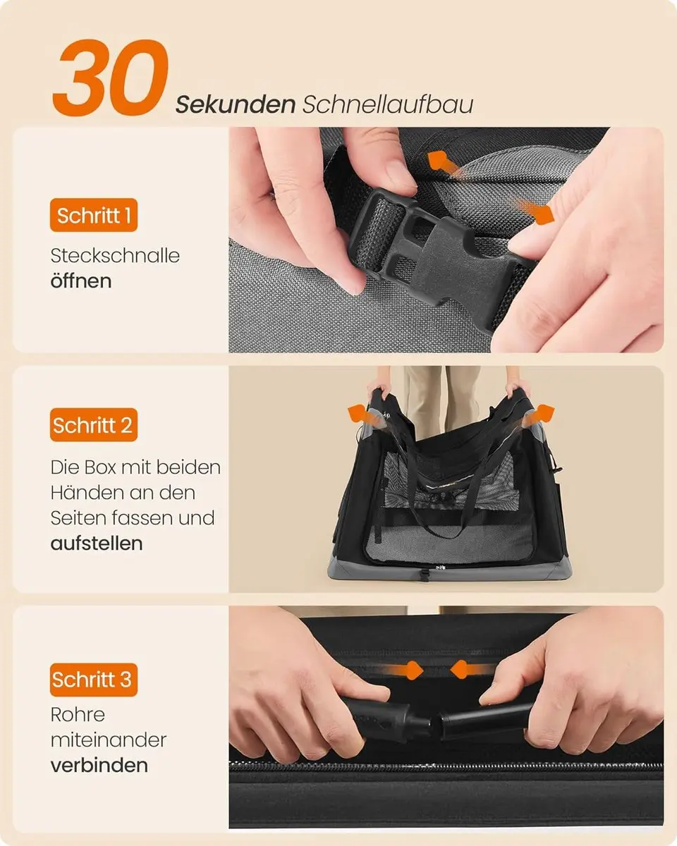 Songmics Feandrea PDC031BH01 Hondenbox - Opvouwbaar 106,7cm - Inktzwart/Duifgrijs