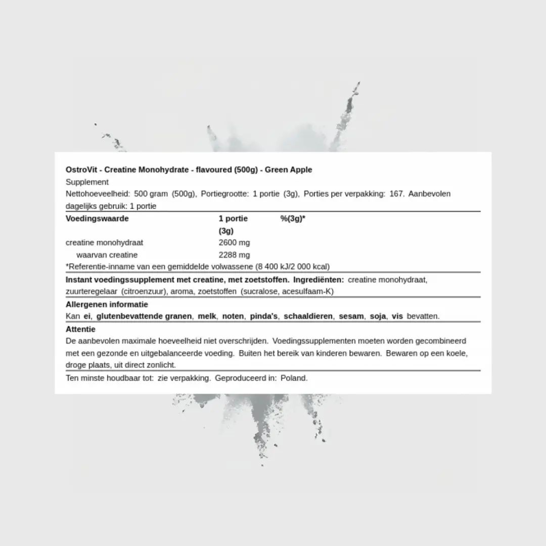 OstroVit Creatine Monohydraat 500g - Groene Appel