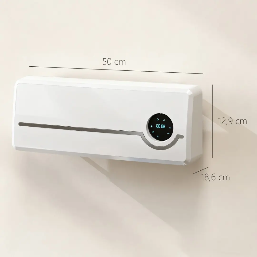 Homcom Wandverwarmingsventilator 2000W - 3 standen - Wit