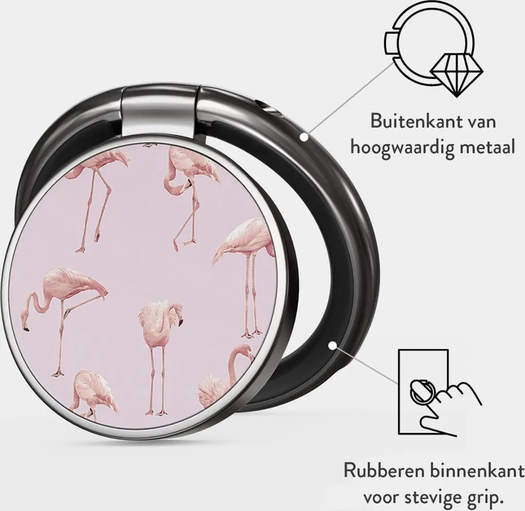 Burga Ringholder Gunmetal - Telefoonring Nostalgic Pink