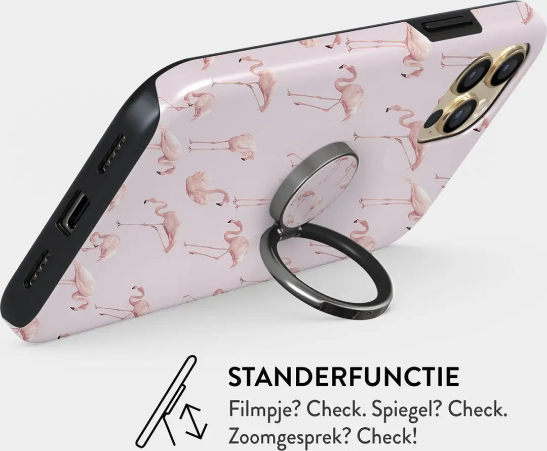 Burga Ringholder Gunmetal - Telefoonring Nostalgic Pink