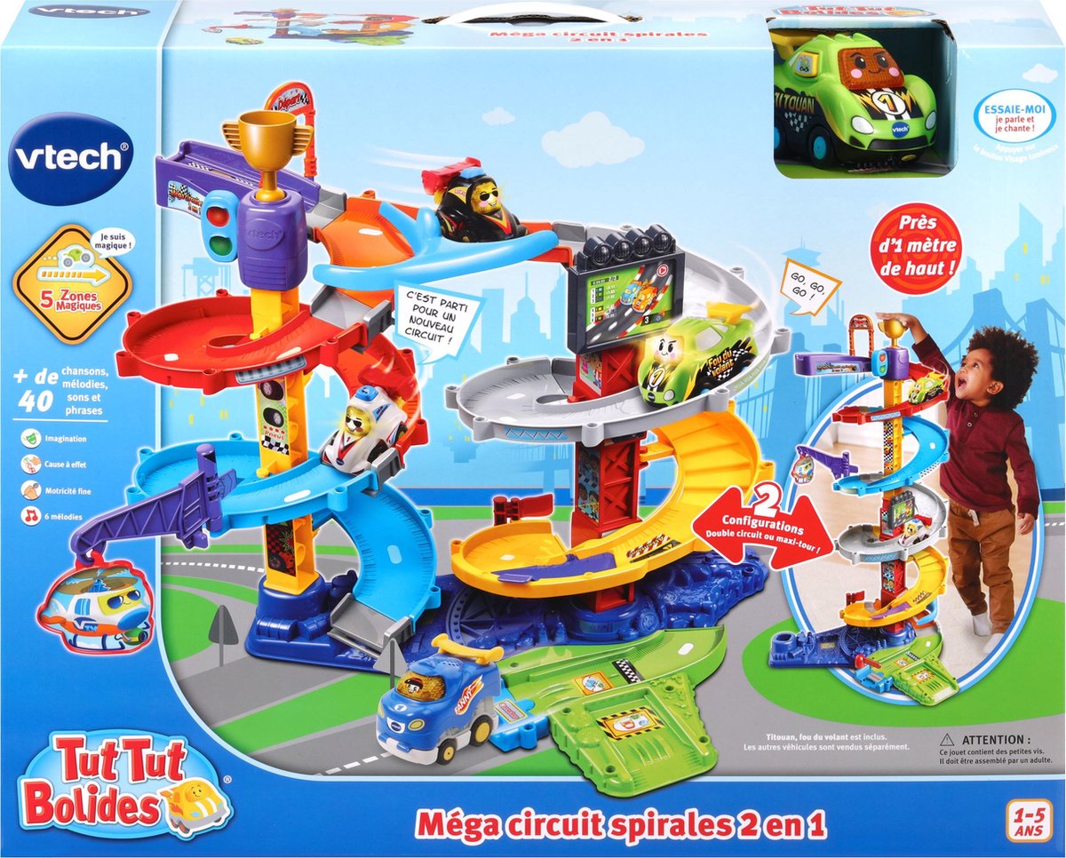 VTech - Tut Tut Bolides - 2 in 1 spiraalvormig megacircuit (+ titouan, gek op het wiel)