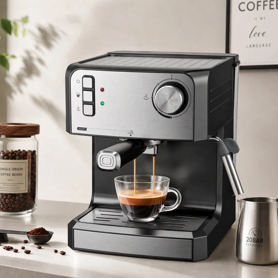 ECTEATOY Piston Espressomachine - 20 Bar - 1,6L - 850W - Zwart