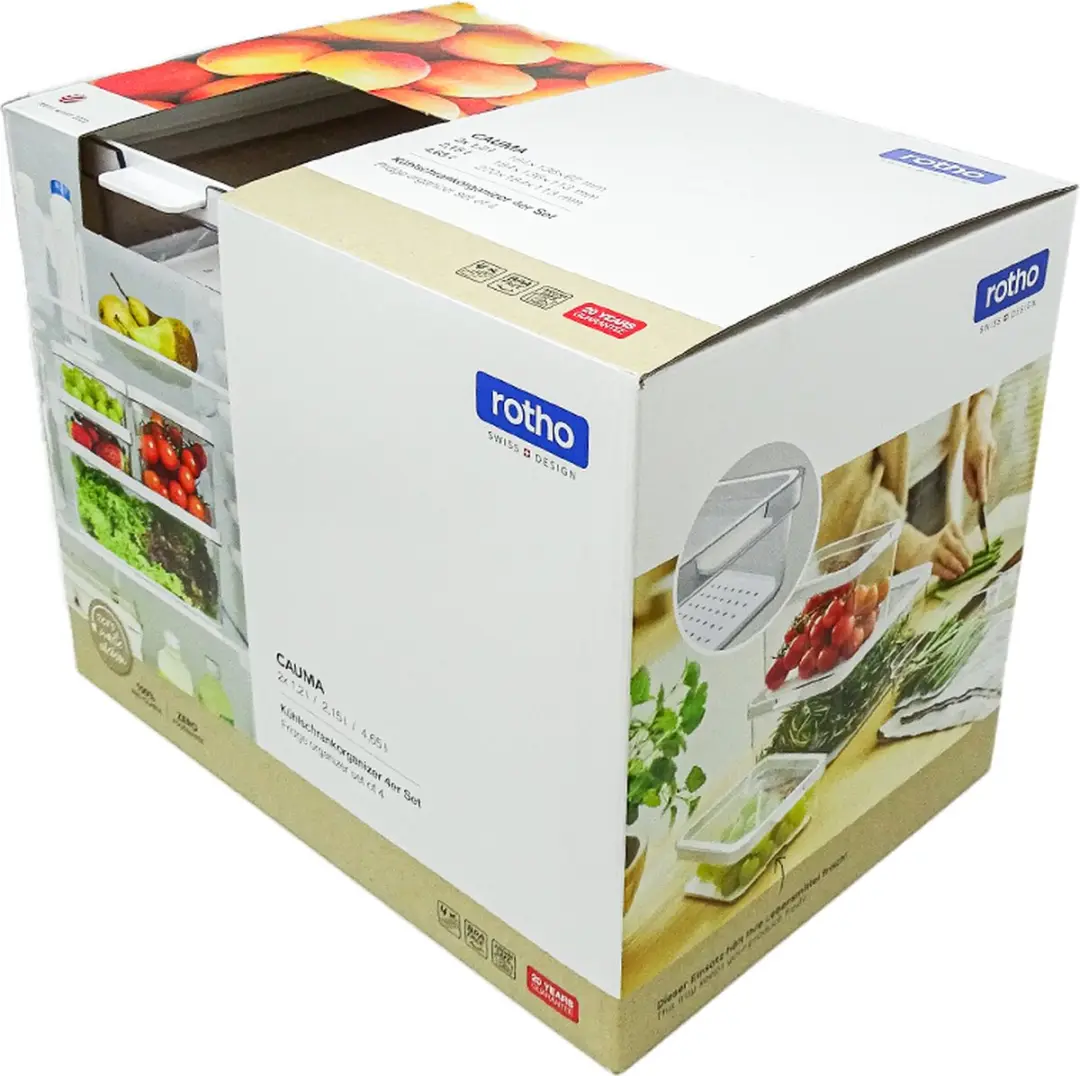 Rotho Cauma Set Koelkastorganizer 4 Stuks - 4,65L + 2,15L + 2x1,2L Transparant