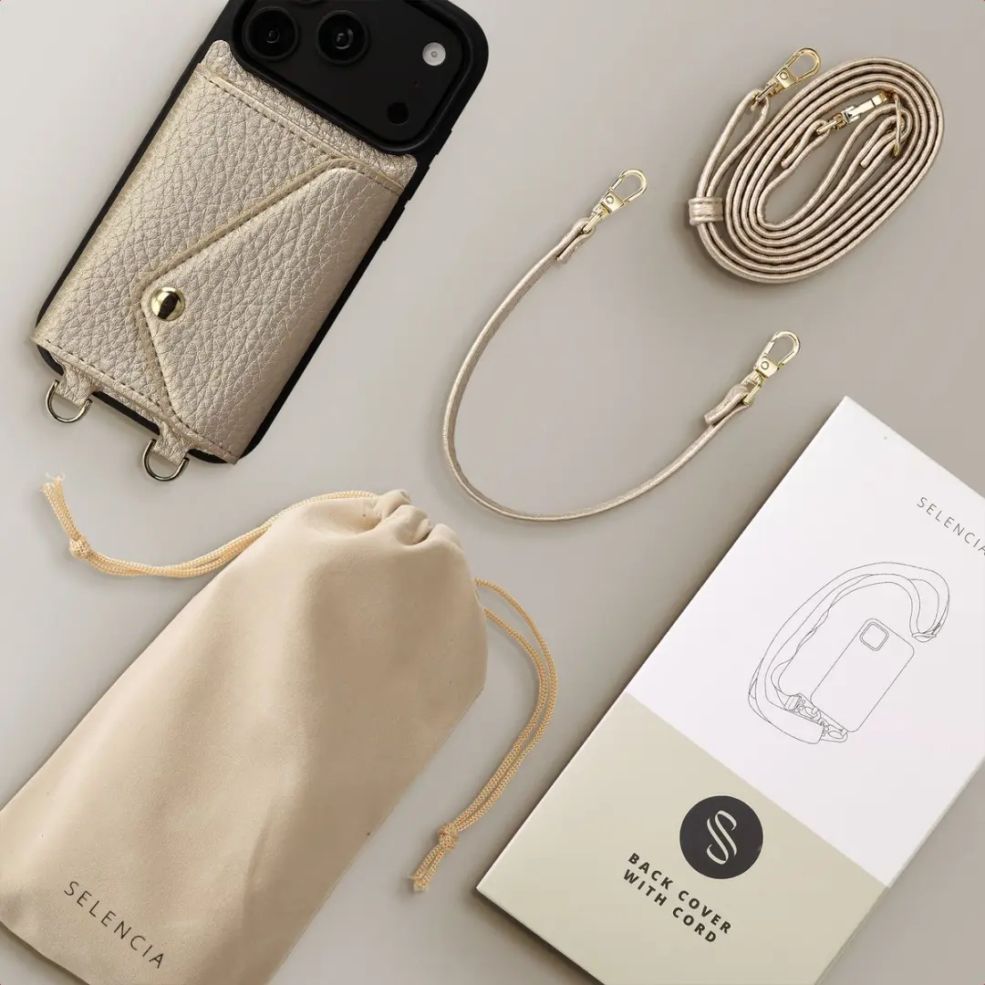 Selencia Sera Koordhoes iPhone 17 Pro - 3 Pasjes - Champagne