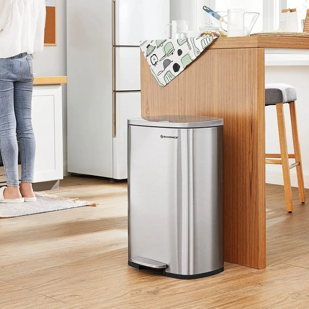 Songmics Pedaalprullenbak 50L - Zilver LTB050E01