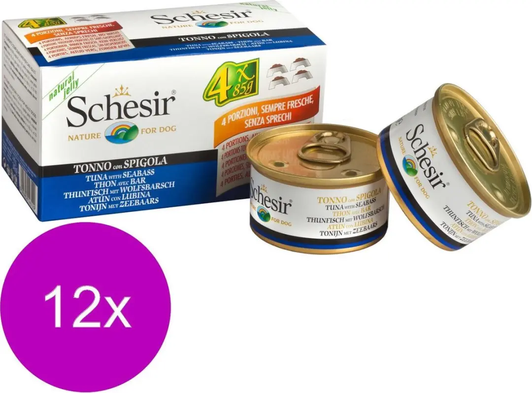Schesir Hond Blik Multipack Gelei 12 Stuks (4x85g)