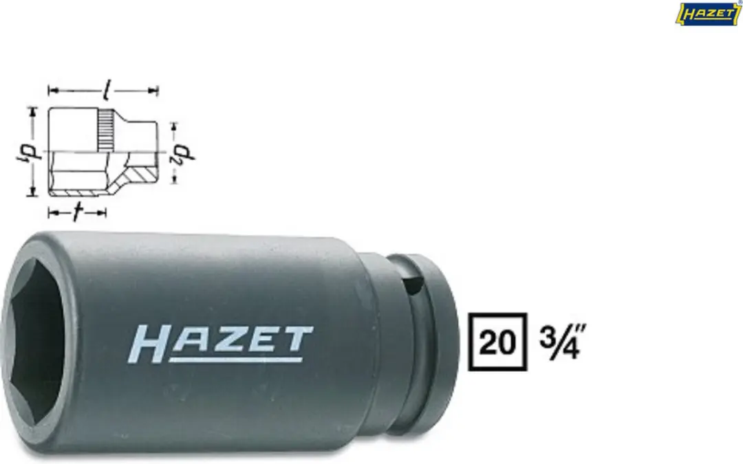 Hazet Krachtdop zeskant 3/4" 33mm - Grijs