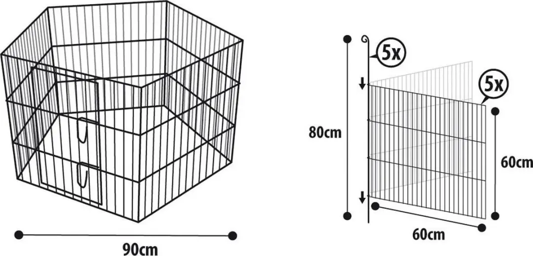 Flamingo Pentagon Knaagdierenren - 5x60x60cm - Mix - afbeelding 6 van 6