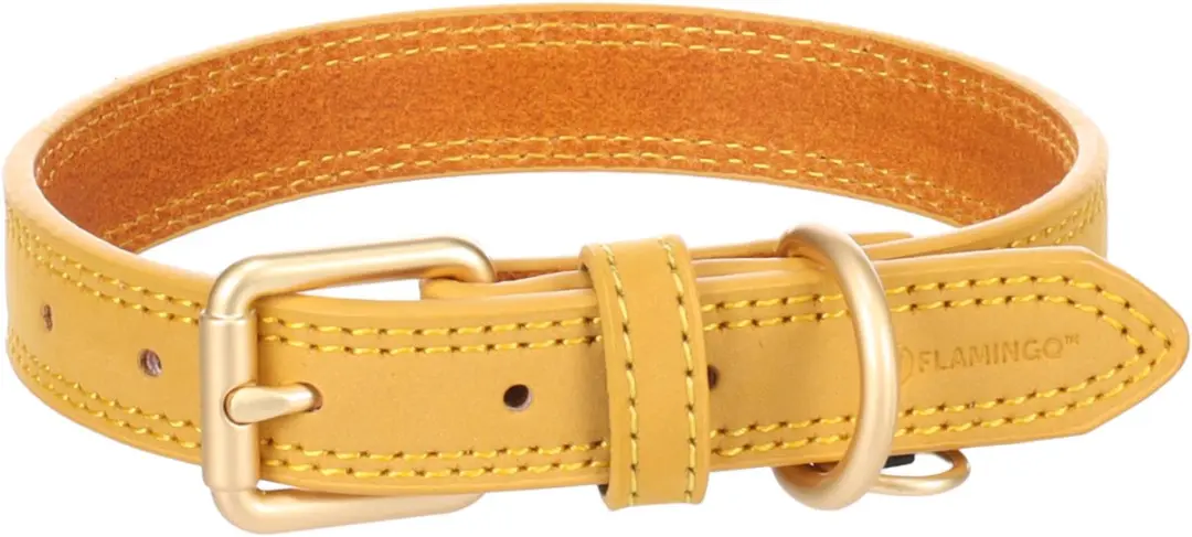 Flamingo Hond Halsband Virginia Geel S/M 31-39cm