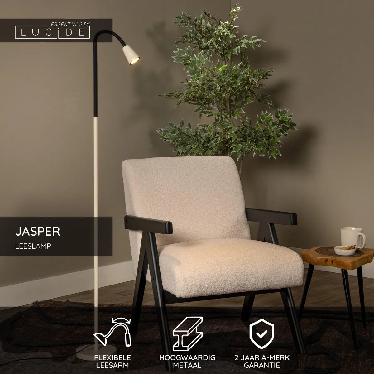 Lucide Jasper Leeslamp GU10 - Beige