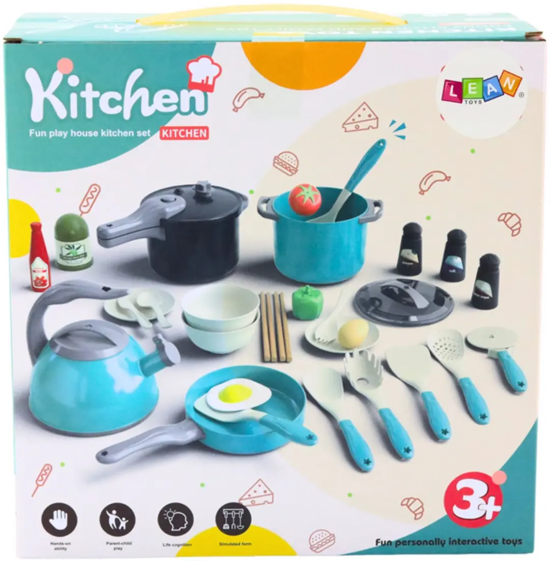 Lean Toys Kinderkeuken Set 33-delig - Blauw